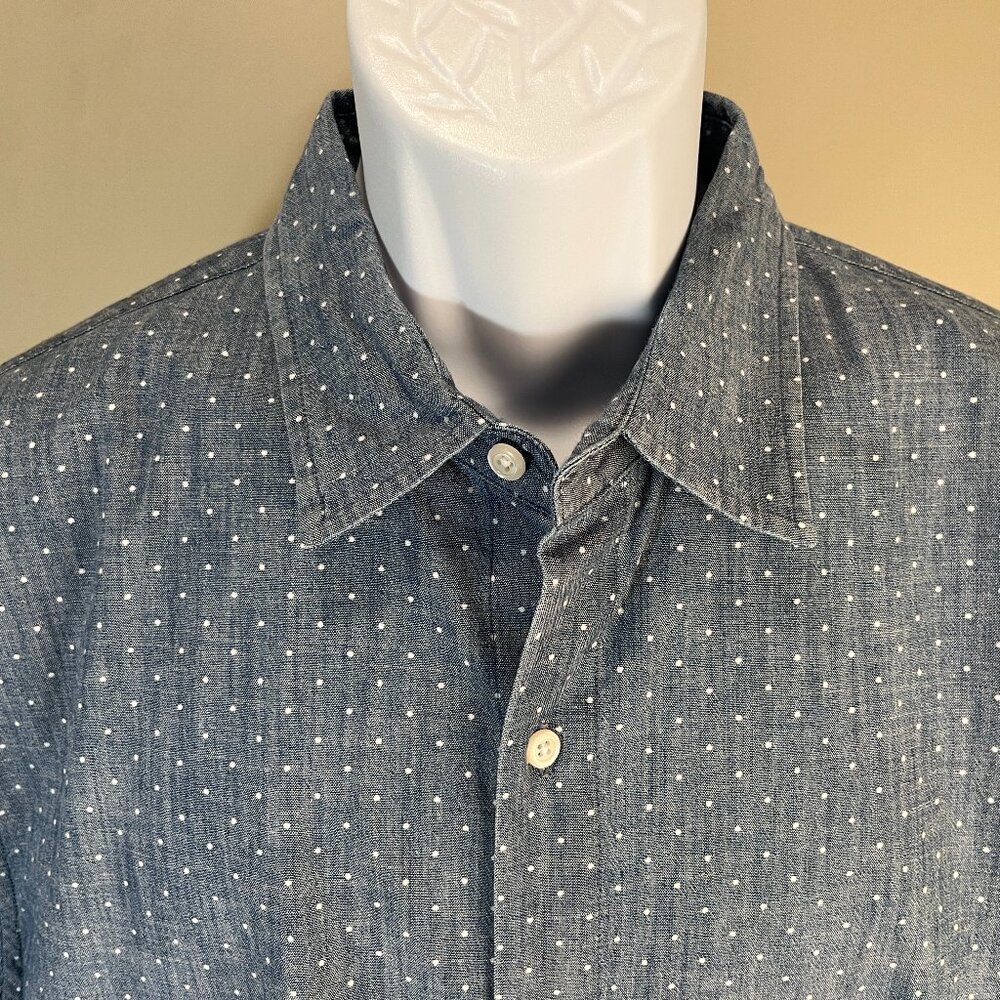 Bonobos Men’s Blue Dot Print SS Shirt XLT XL Tall 🔥 White ⚡